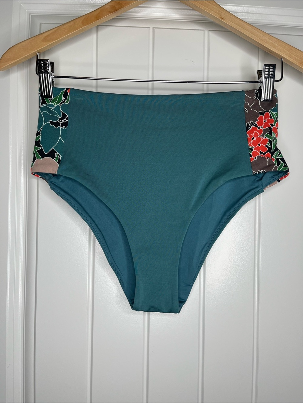 Carve Designs Erin Colorblock Bottoms Bikini Hydro W Jardin Blue Floral Sz Small
